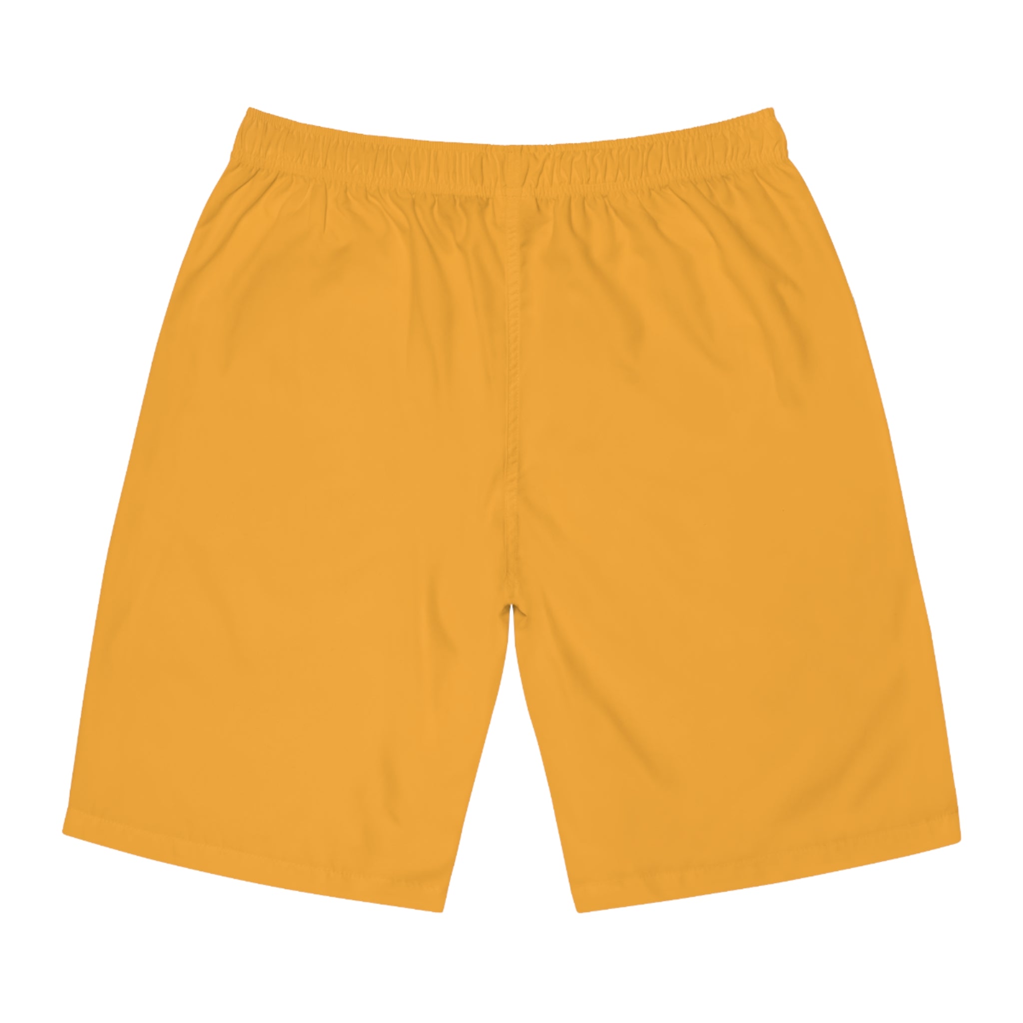 Gold Crest Pattern Board Shorts — Men’s All-Over Print Swim Trunks